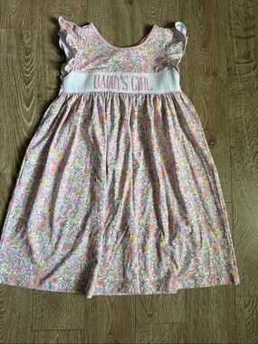 Pink Floral Smocked Cotton Dress for Girls